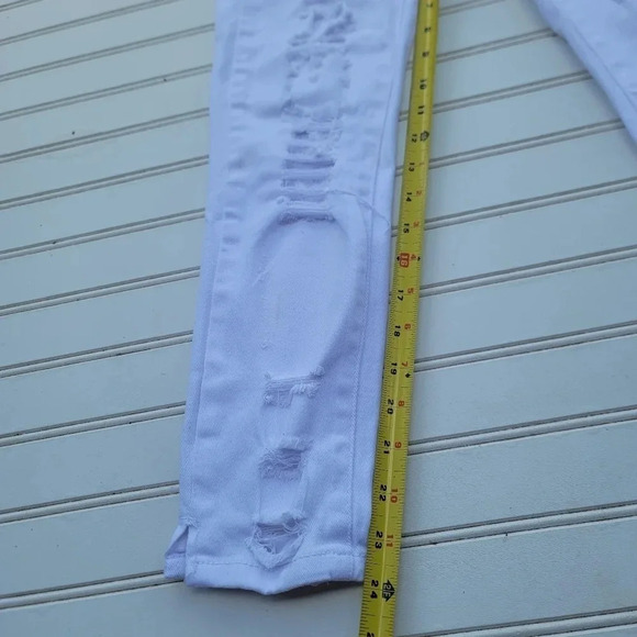 VIP Jeans Womens Skinny White Stretch Distressed High Waist 30x24 Denim 5/6 - Picture 5 of 9